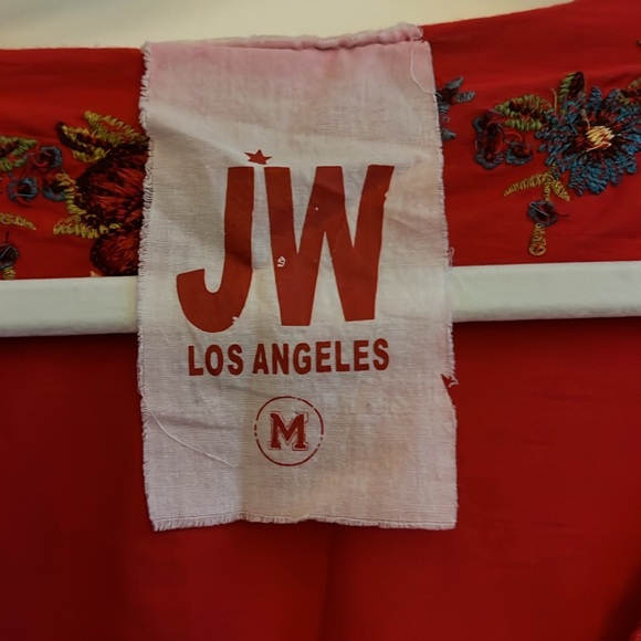 Johnny Was  red M in bordered short sleeved T-shirt. - Picture 2 of 7